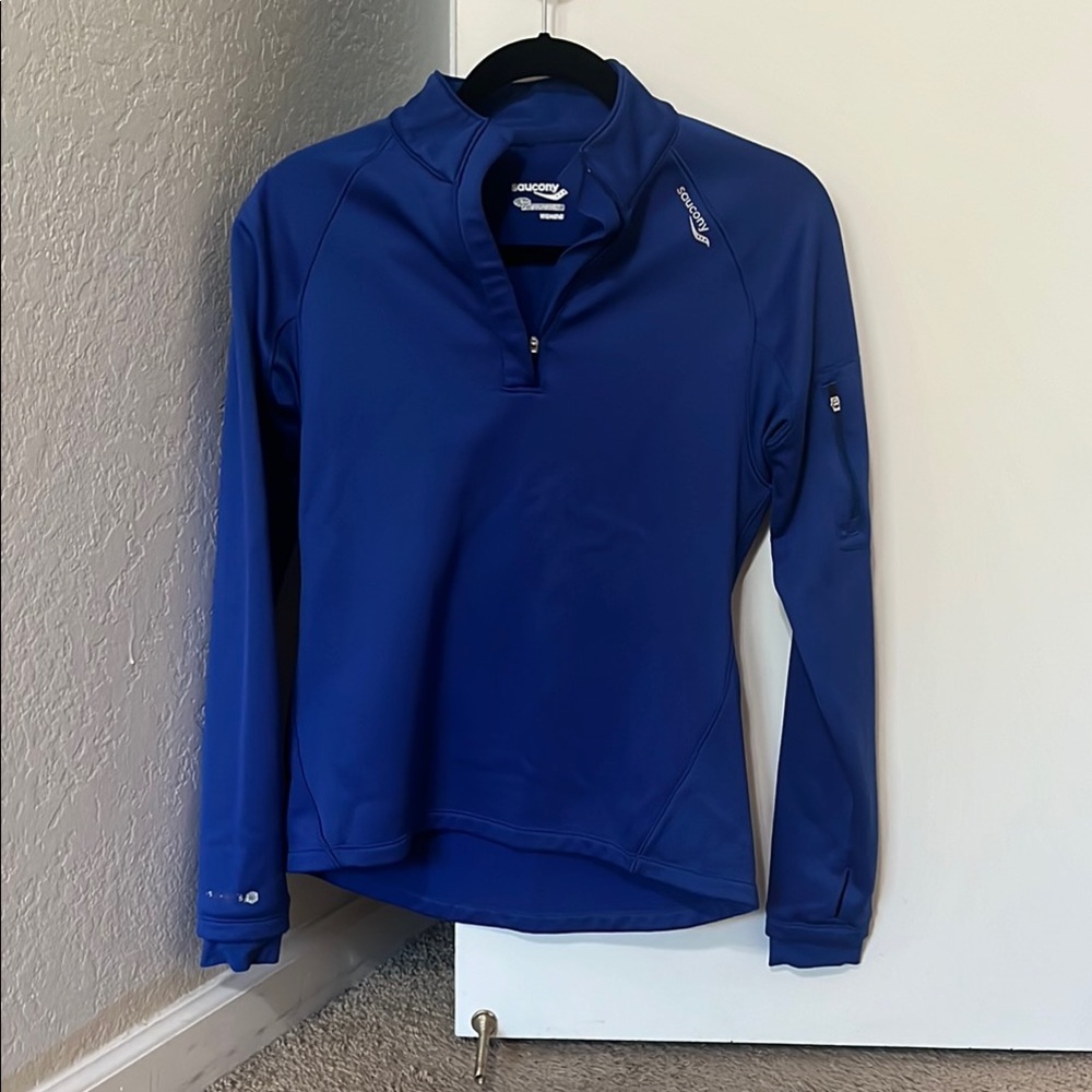 Saucony Women's Blue quarter-zip athletic sweater